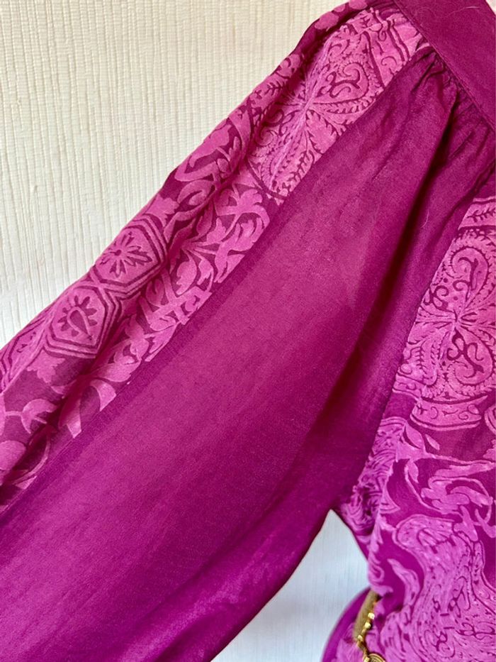 🩷🌿Blouse tunique vintage bohème soie coton taille 40/L Boho hippie chic silk blouse🌿🩷 - photo numéro 12
