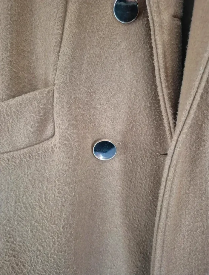 Manteau marron ceinturé avec poches et bouton - photo numéro 7