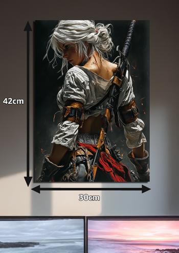 Poster métallique 30cm x 42cm Ciri The Witcher + aimant mural fourni.