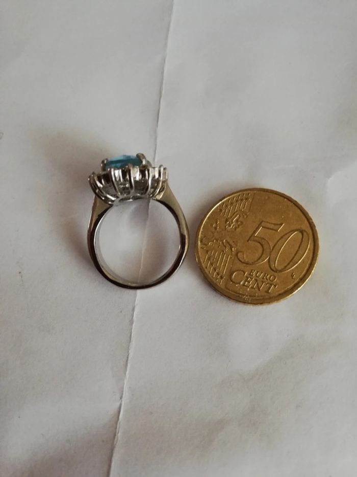 Sublime bague vintage plaquée rhodium topaze - photo numéro 4