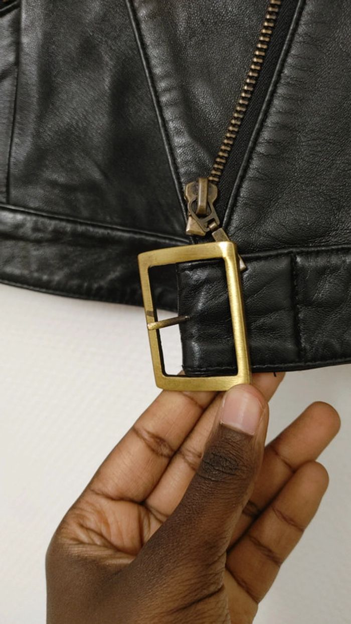 Magnifique veste en cuir type perfecto veste de motard taille S zip - photo numéro 8