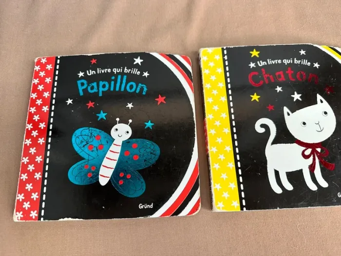Lot de deux livres qui brille papillon et chaton - photo numéro 3