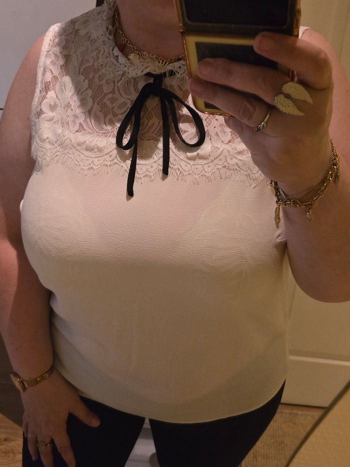 Blouse blanche à lavallière noire T.44 Primark - photo numéro 7