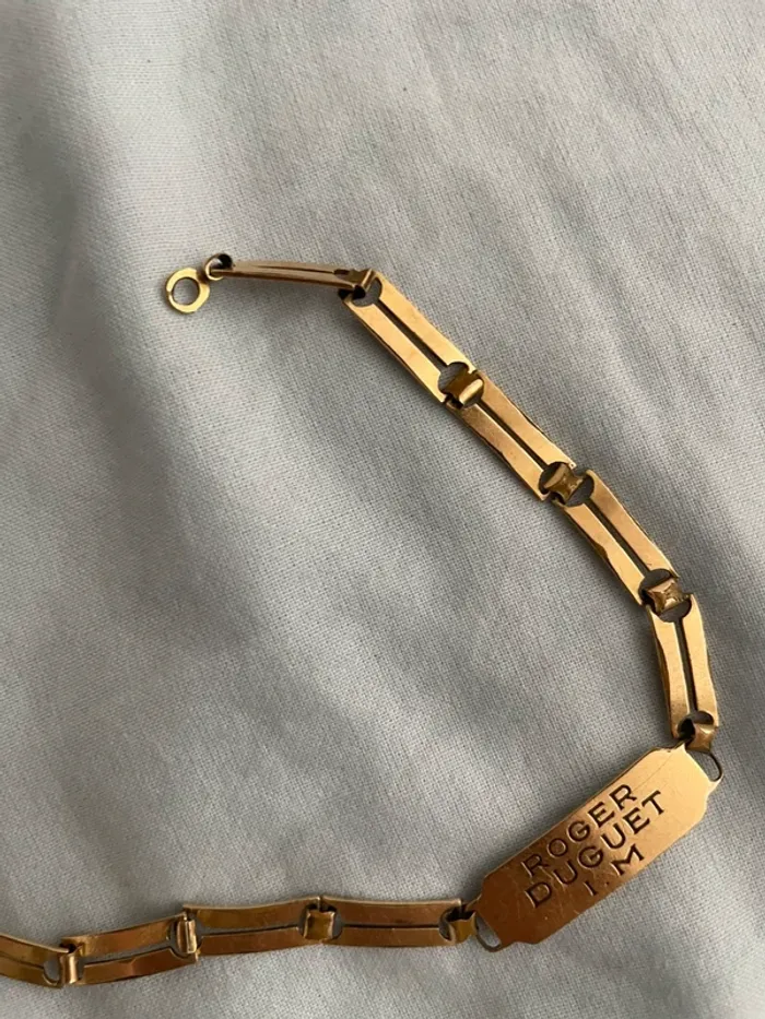 Bracelet homme vintage plaqué or 1915 gravé I.M - photo numéro 5