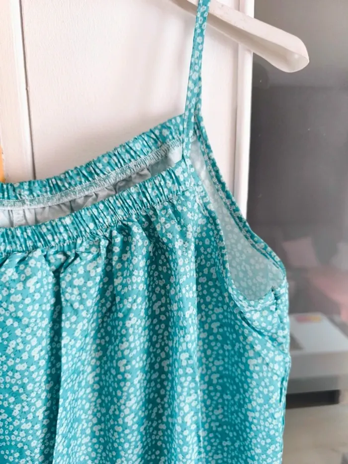 Robe mi longue à fleurs turquoises et blanches femme 42 - photo numéro 5