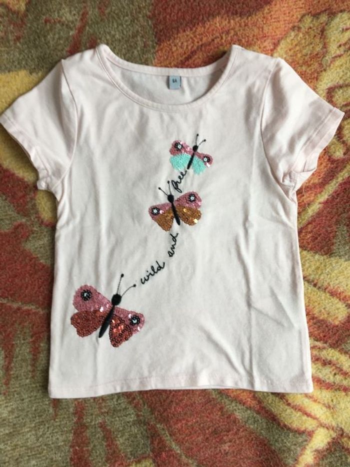 T-shirt fille 6 ans avec papillons brillants