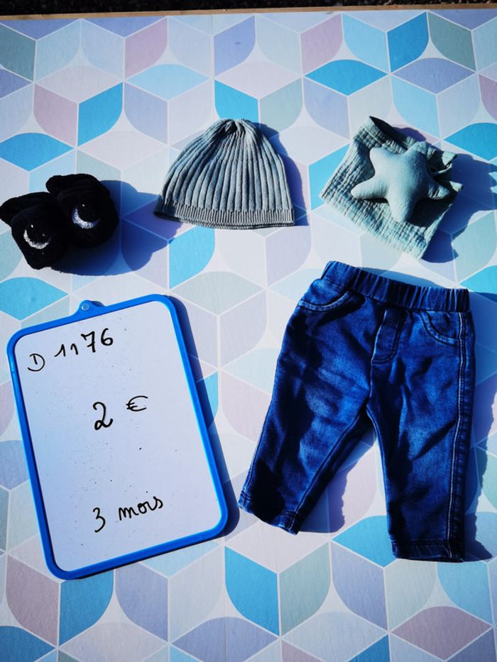 D1176 - pantalon imitation jeans garçon 3 mois