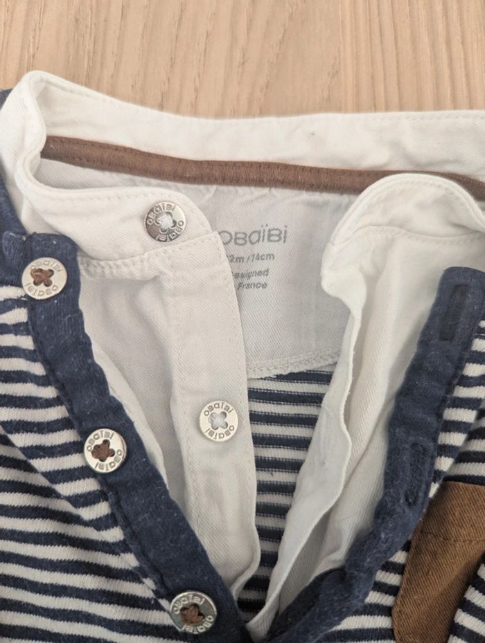 T-shirt ML rayé 12 mois Okaïdi - photo numéro 2