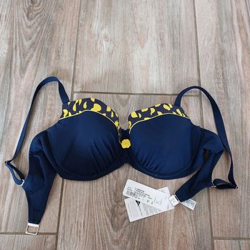 Haut de maillot de bain bleu marine et jaune - Taille 95E Lise Charmel