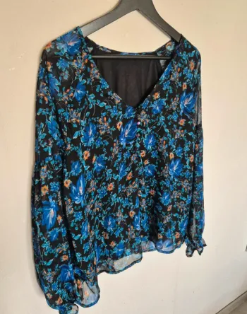Blouse bleu fleurie Mo Woman taille L