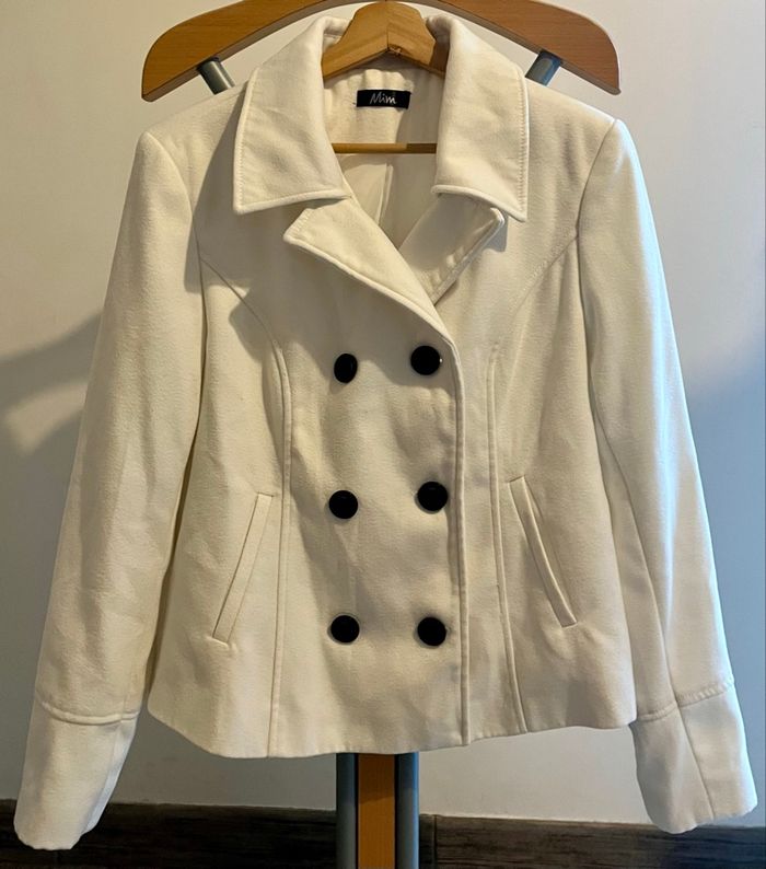 Manteau blanc MIM style caban croisé T38/M - Très bon état