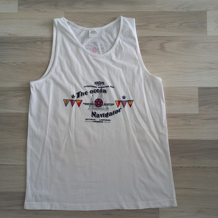 Débardeur homme blanc imprimé taille L