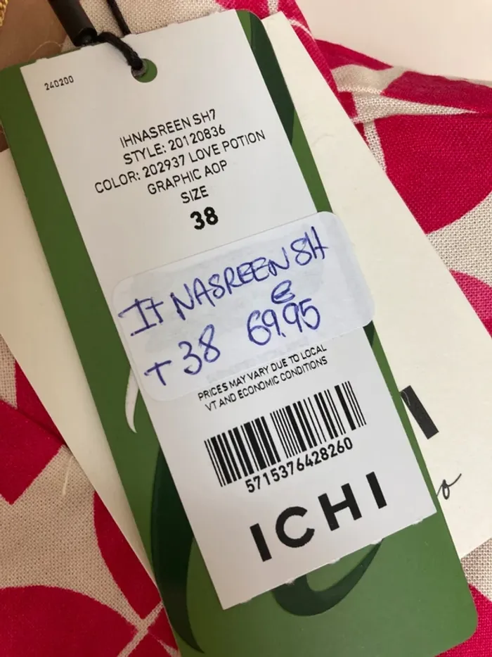 Chemisier fuschia et blanc Ichi 38 neuf - photo numéro 6