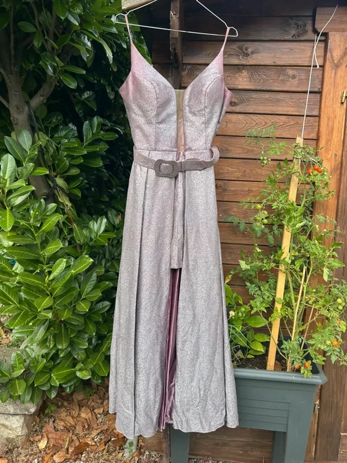 Robe de cérémonie pailleté grise violet M 38 - photo numéro 6