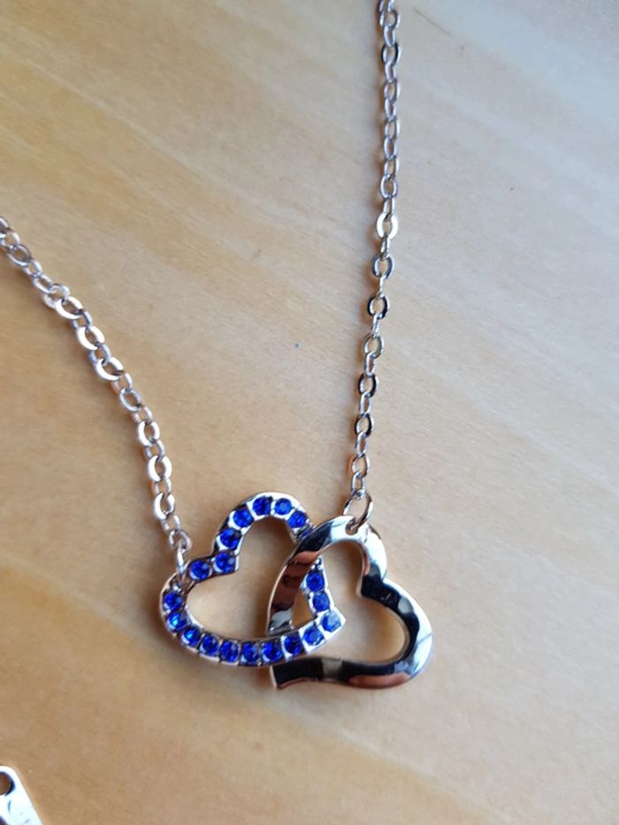 Collier pendentif coeur plaqué or blanc 18k pierre swarovski élément neuf