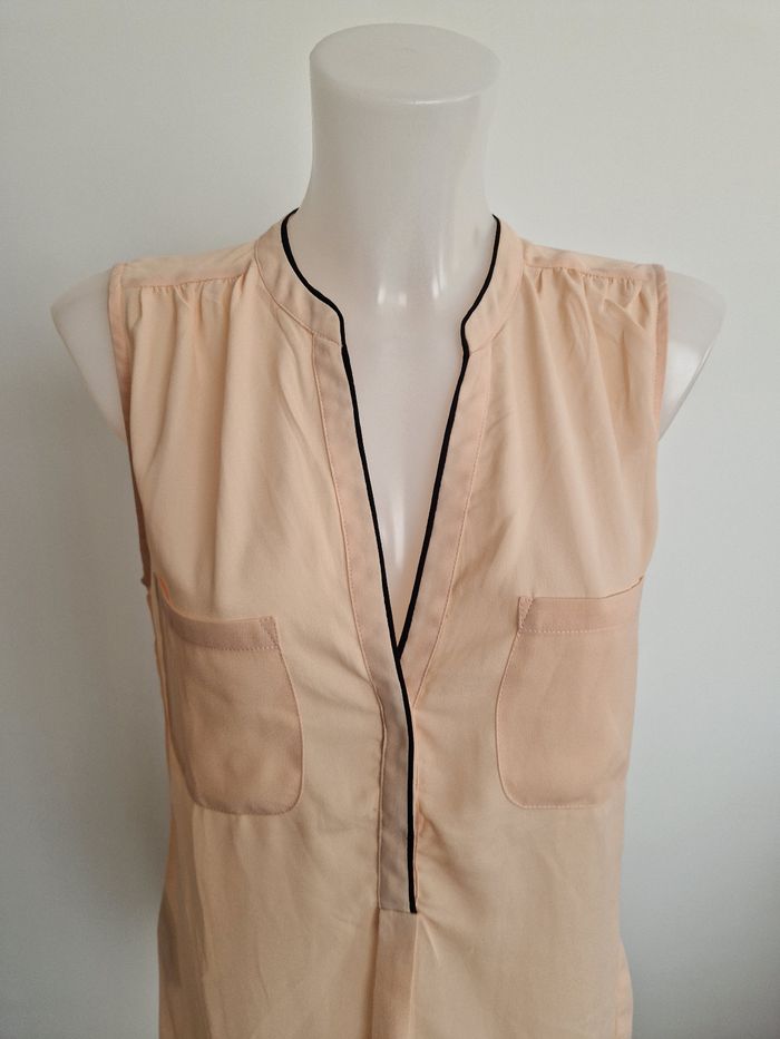 Haut beige abricot à bordure noir Mango - photo numéro 3