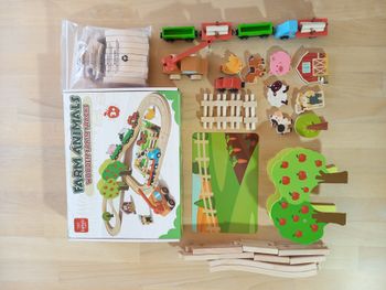 🚂 Circuit train en bois thème ferme