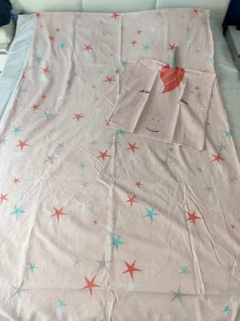 Parure lit 1 personne housse de couette taie licorne