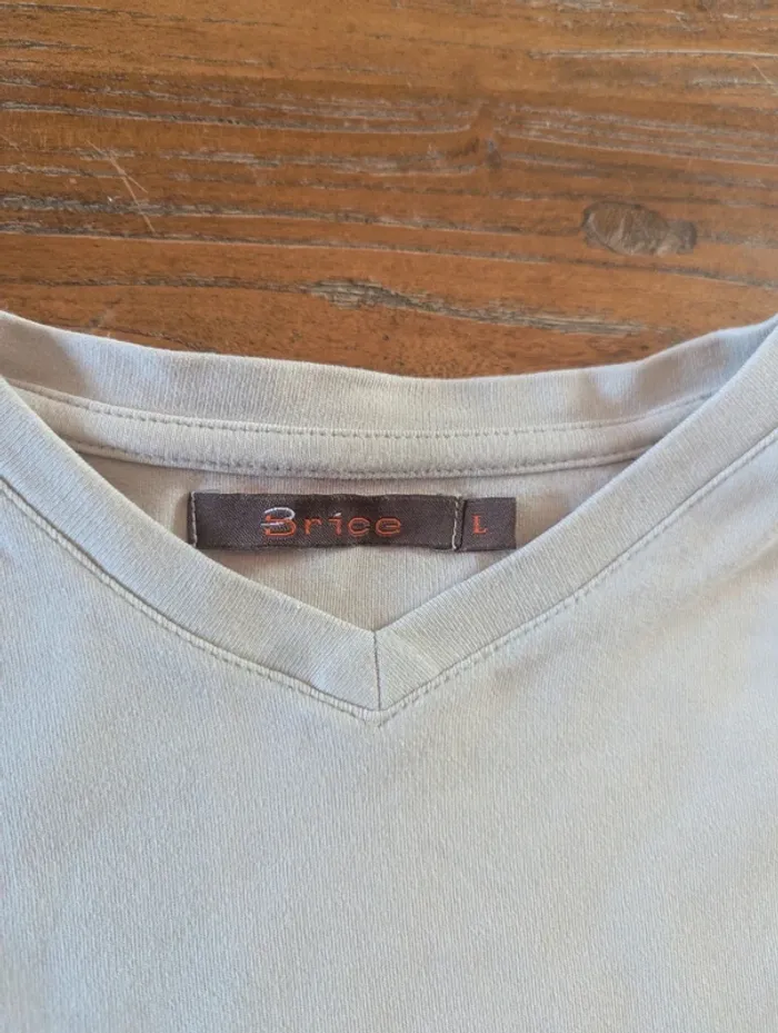 T-shirt beige gris Brice Col V - photo numéro 3