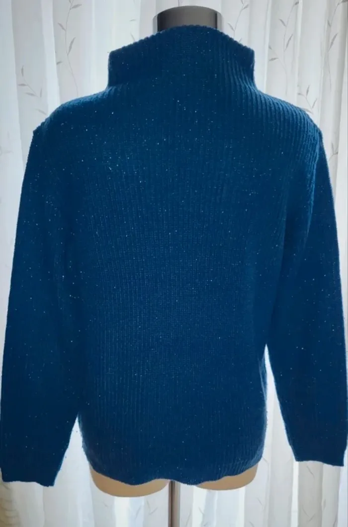 Pull en maille bleu pailleté Fransa M - photo numéro 4