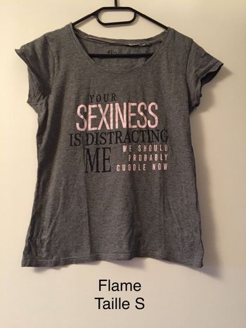 T-shirt gris « your sexiness is distracting me » Flame Taille S
