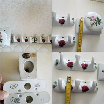 Lot de 3 patères  en porcelaine