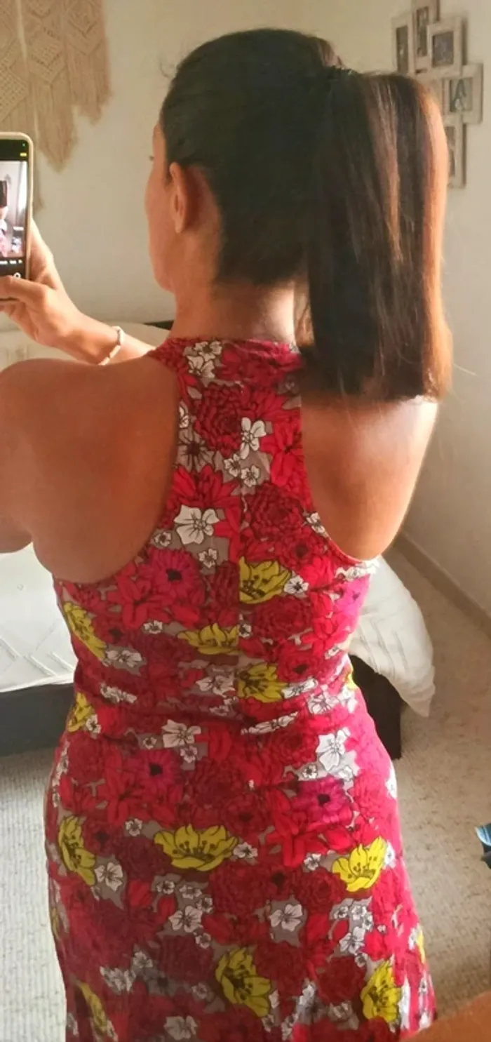 Robe d'été Kaliyog rouge fleurie L 10% coton - photo numéro 5