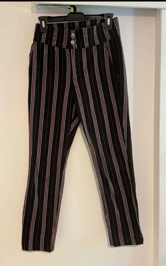 Pantalon rayé noir Hollister taille S - photo numéro 2