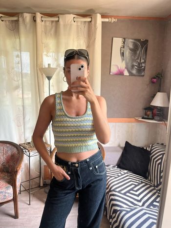 Top court tricot vintage grunge coquette y2k 2000yer laine Ibiza