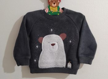 Kiabi pull sweat chaud fourré polaire ours 18 mois