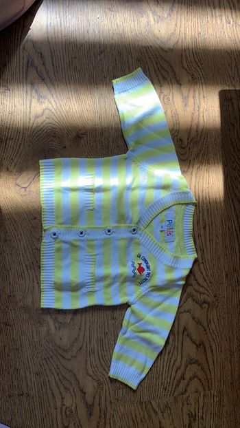 Gilet la compagnie des petits 1 mois rayé jaune blanc