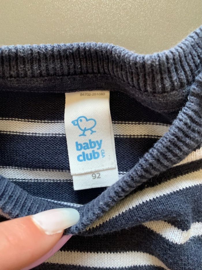Pull bleu marinière garçon taille 2 ans - photo numéro 2