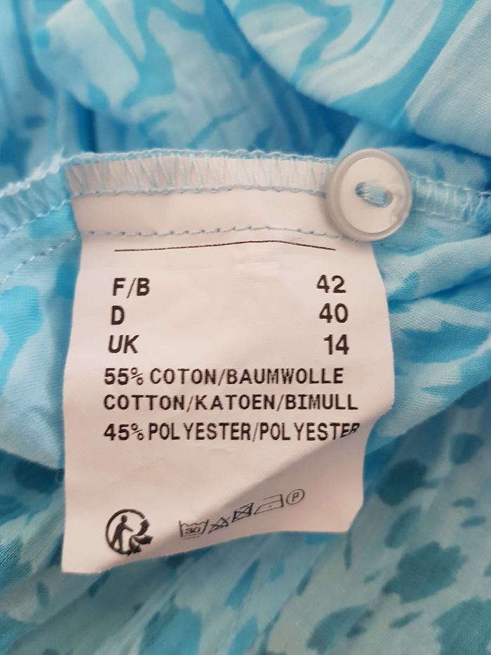 Chemise bleue, manches mi-longues. Afibel. Taille 42, 46cm aux aisselles. - photo numéro 5