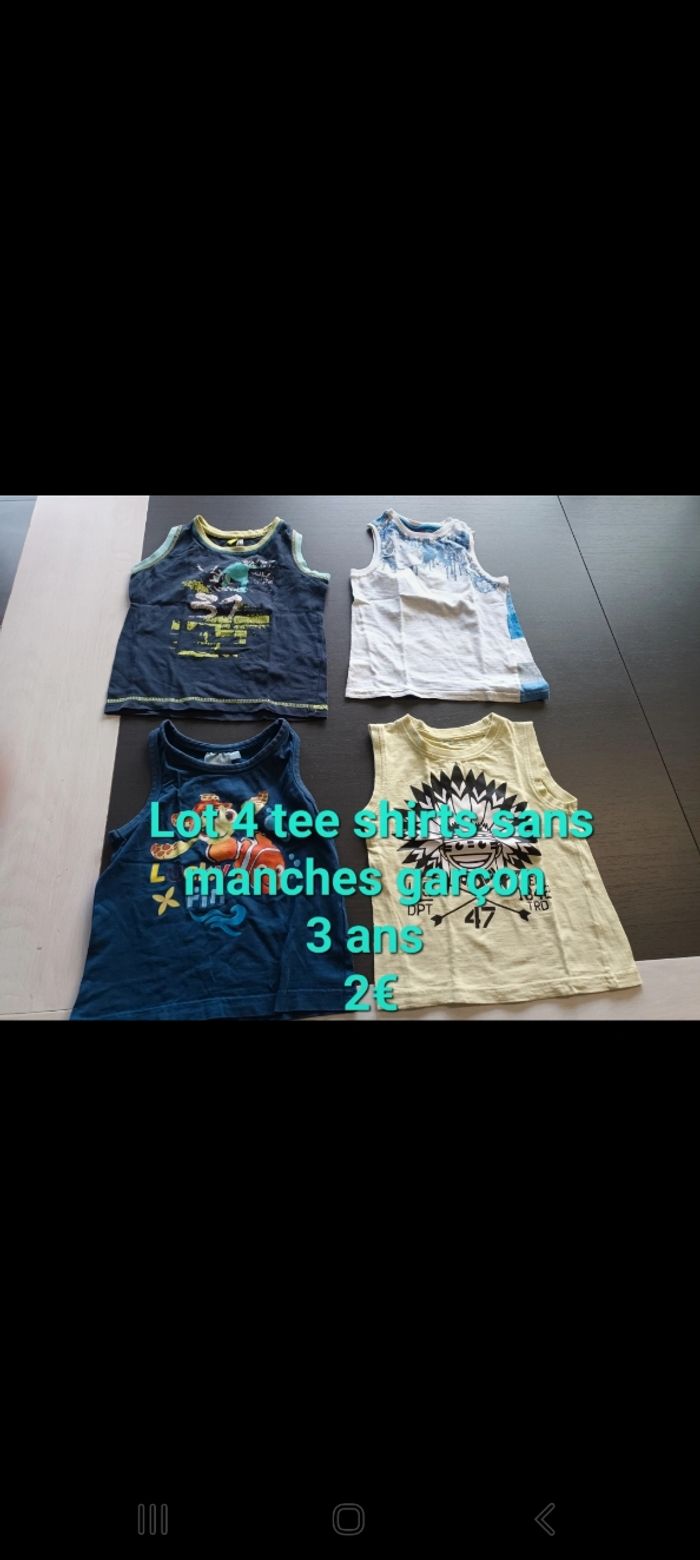 Lot 4 tee shirts sans manches garçon 3ans