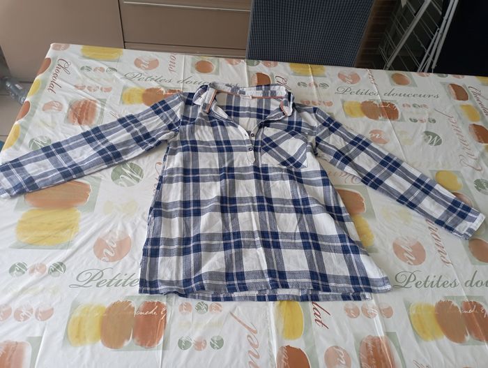 Chemisier manches longues à carreaux blanc/marine orchestra 12 ans 3€