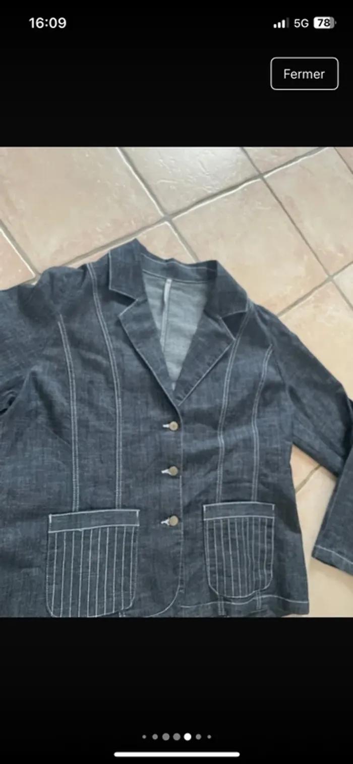 Magnifique blazer en jeans en 48 excellent état de chez Blanche Porte - photo numéro 6