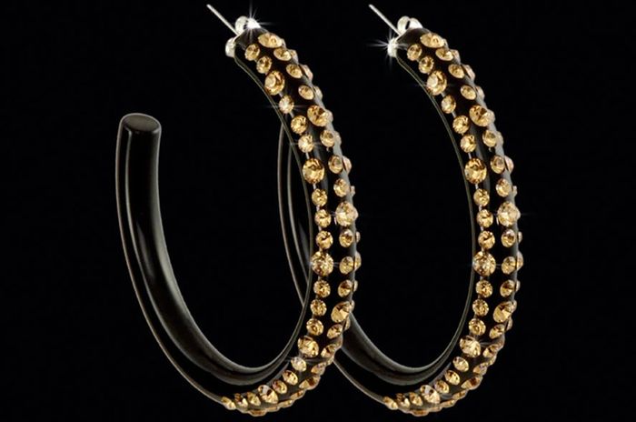 boucles oreilles cristaluna cre-ole l noires en cristal acrylique swarovski neuf 301 2018 18 - photo numéro 4