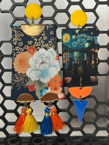 Boucles d’oreilles - Van Gogh et fleurs d’or