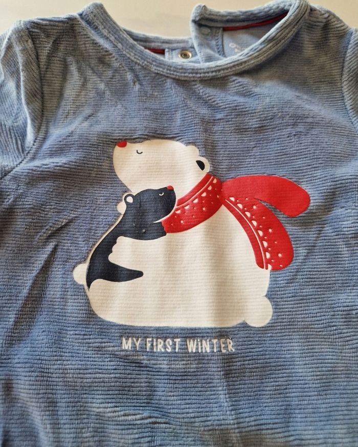 Pyjama bleu "My first winter" Obaïbi 9 mois - photo numéro 3