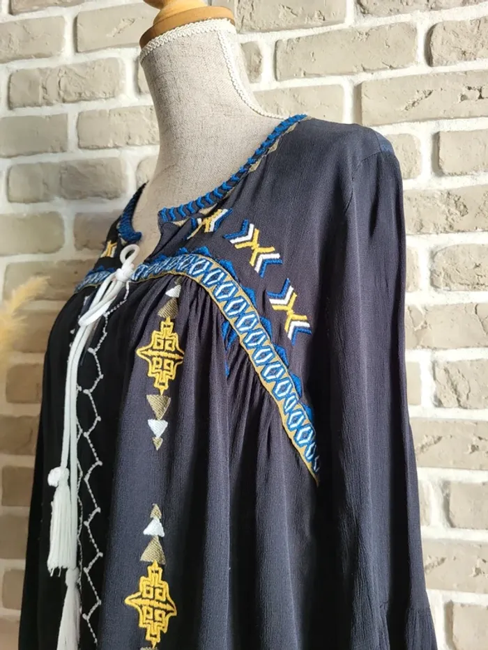 Blouse noire broderies et pompons Ba&sh - Bohème folk - photo numéro 9