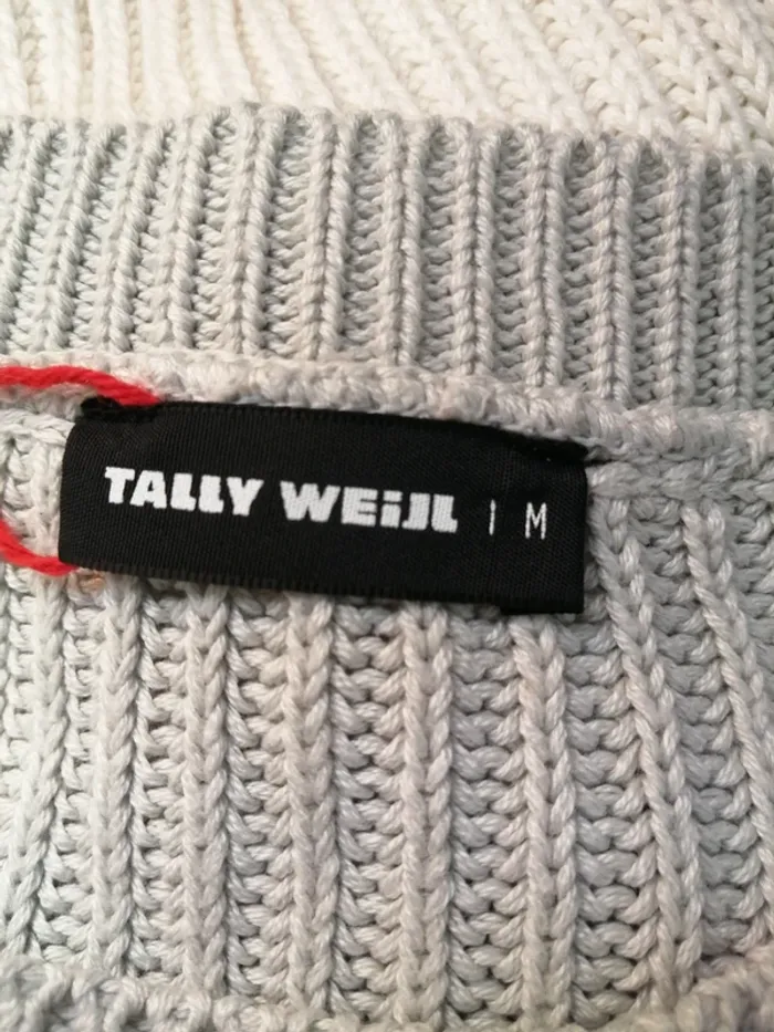 Pull en maille tricolore gris et blanc / tally weijl / (M) - photo numéro 7