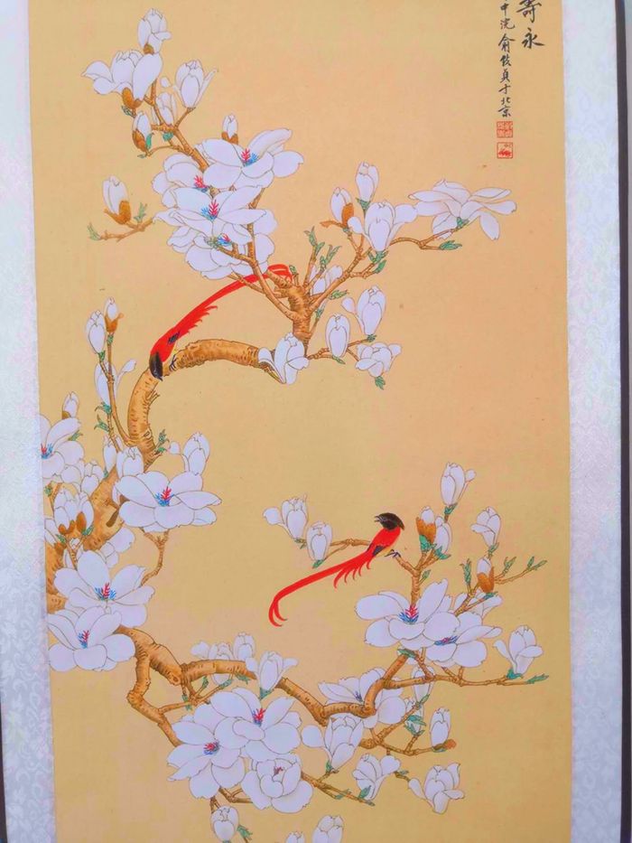 Tableau Peinture chinoise oiseaux et fleur - photo numéro 3