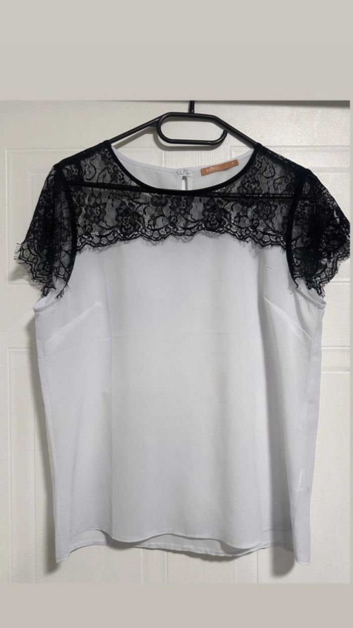 Top Blanc et Noir Taille M - photo numéro 2