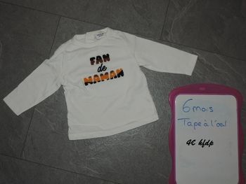 tee shirt tape à l'oeil taille 6 mois