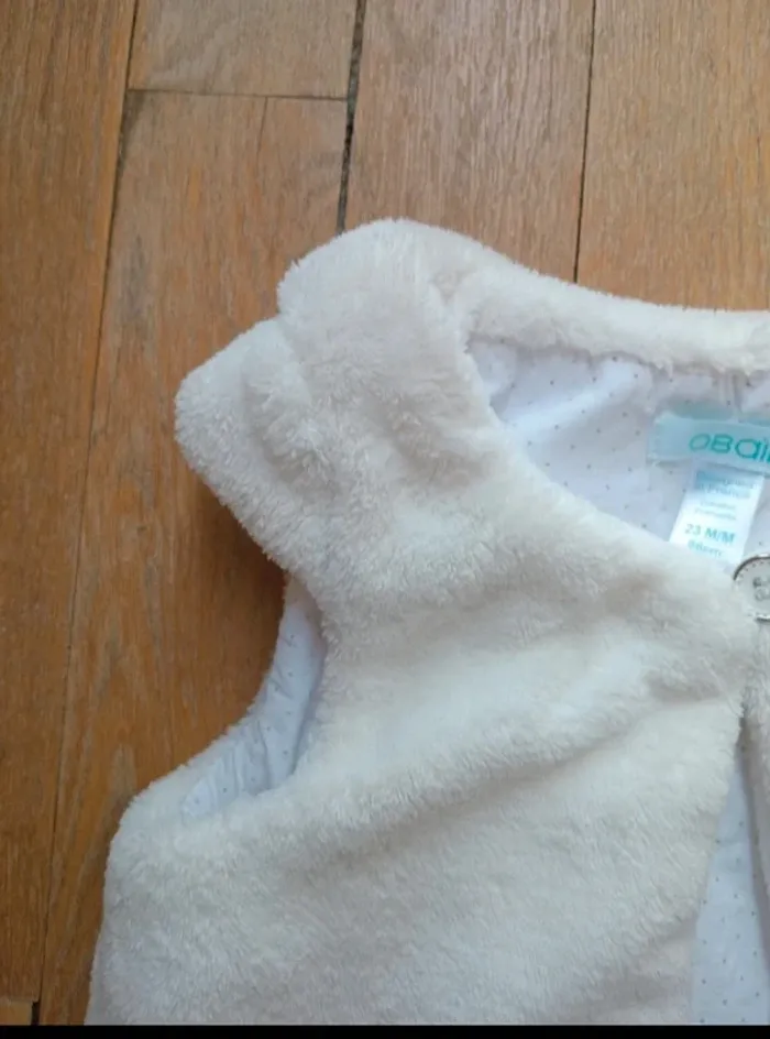 Gilet cardigan fille fourrure sans manches Obaibi 24 mois - photo numéro 5