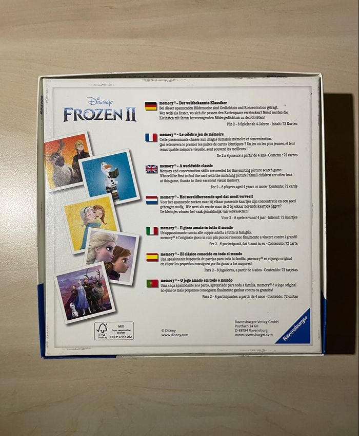 Jeu Memory reine des neiges Disney 4 ans+ - photo numéro 2