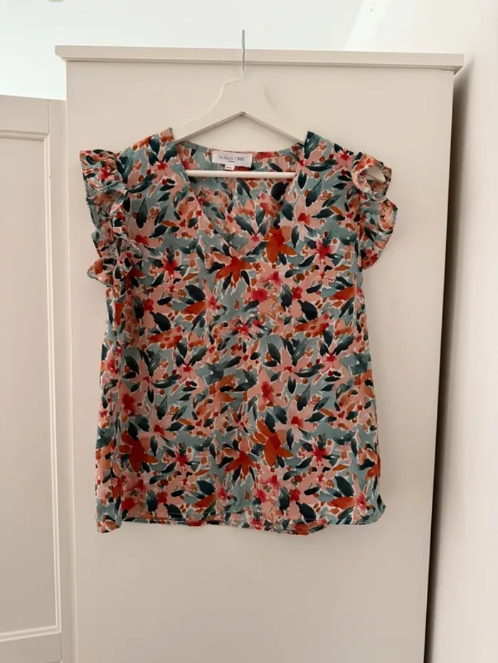 Superbe blouse fluide fleurie neuve in april 1986 S M 36 38 - photo numéro 6