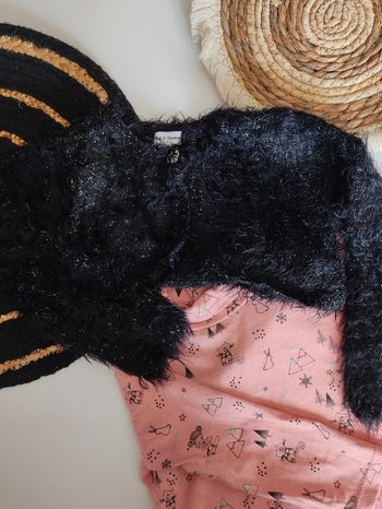Gilet mi long polaire doudou boléro fils pailleté