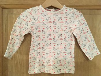 Tee-shirt manches longues bébé fille Orchestra blanc rose noir