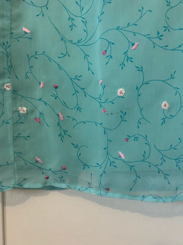 Jupe longue turquoise imprimée fleurs - photo numéro 7